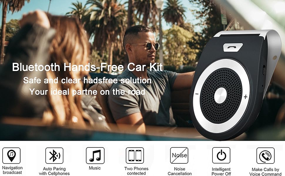 Handsfree Bluetooth Car Kit Visor Speakerphone with Noise Cancellation