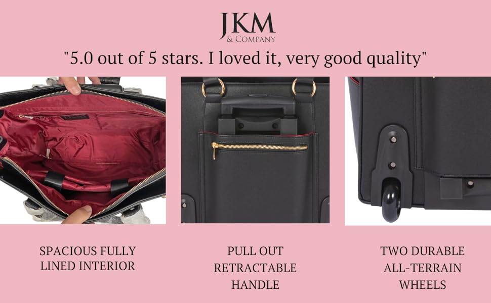 women's briefcase rolling bag hospital office purse leather laptop computer with wheels carry on