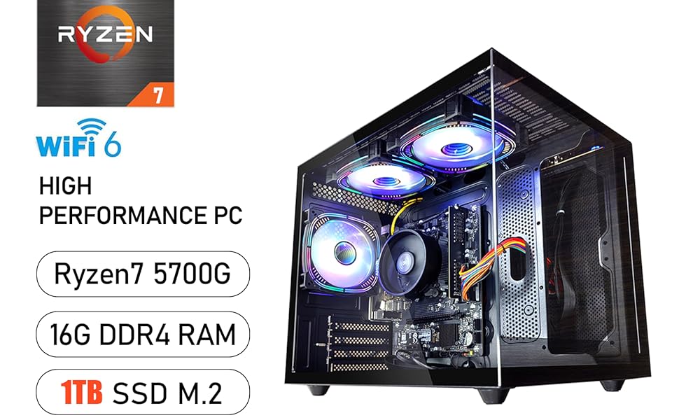 Ryzen 7 5700x HZG Gaming Desktop Computer PC,AMD Ryzen 7