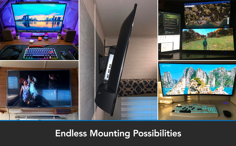 MountIt! Small TV Monitor Wall Mount RV TV Mount Quick Release Fits 13 15 17