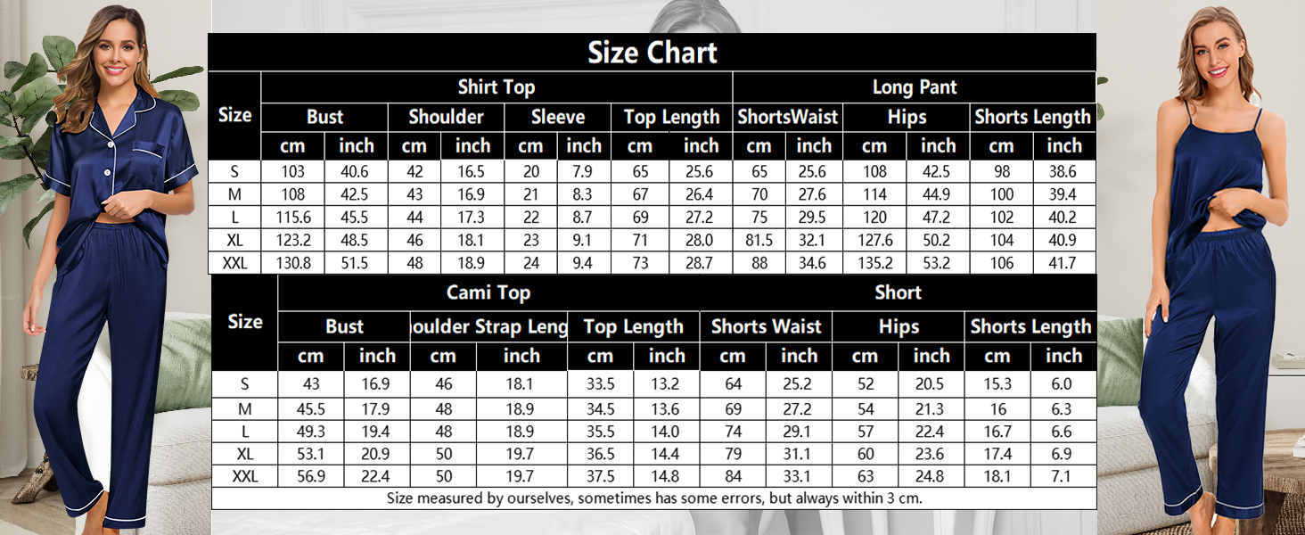 Womens 4pcs Pajamas Sets Silk Satin Pjs Set Cami With Button Down Short Sleeve Shirt Pant Loungewear