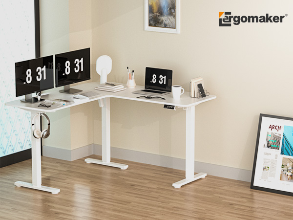 Amazon | ERGOMAKER 昇降デスク L字昇降デスク 129*129*50CM