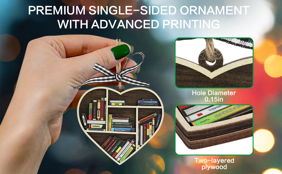 MUOYID Flat 2D Christmas Book Tree Ornament, DoubleSided