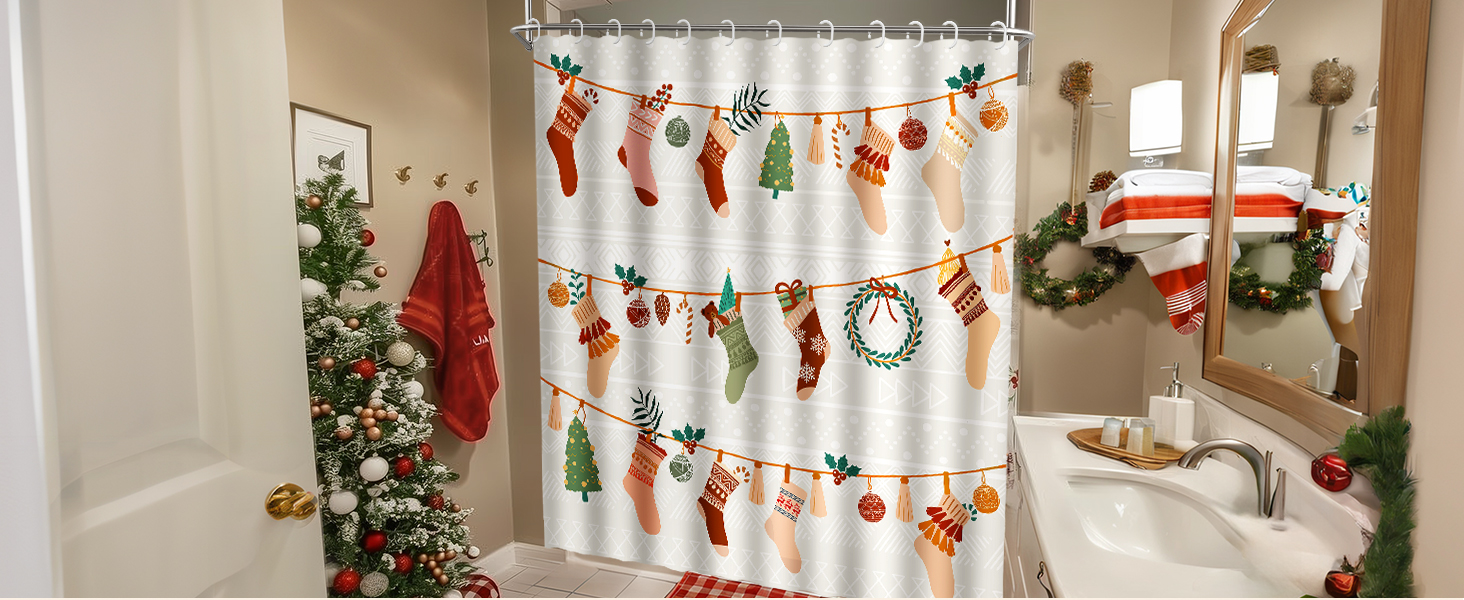 Godimerhea Christmas Shower Curtains for Bathroom, Merry