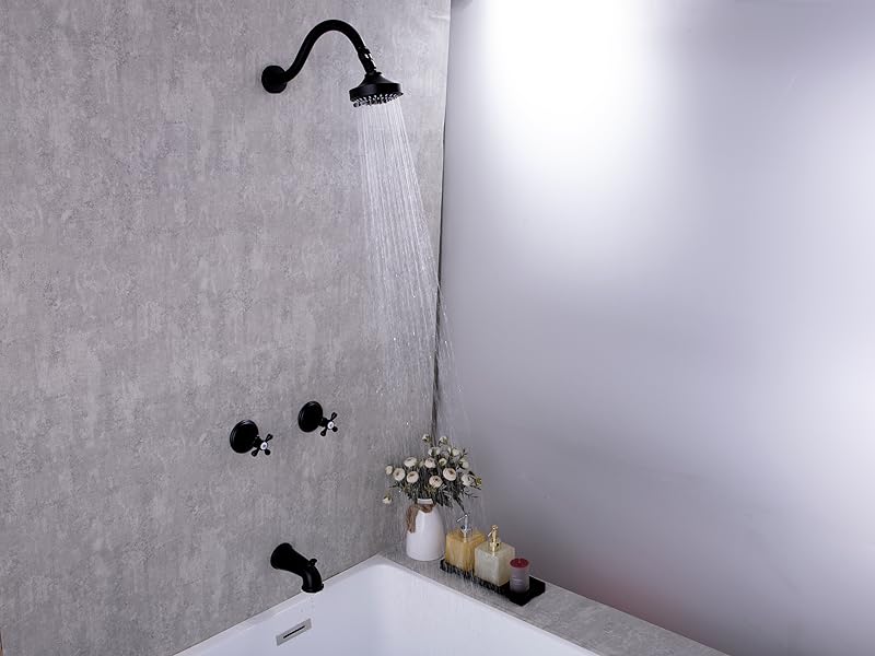 BEIYI 2 Handle Tub Shower Faucet, Matte Black Two Handle Shower Faucet