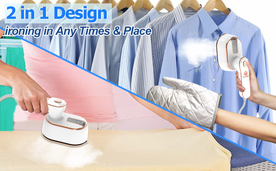 Portable Steamer for Clothes Travel Mini Steam Iron, 1300W 15S Fast Heat Up Handheld Ironing