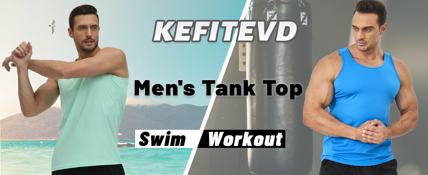 Men's UPF 50+ Tank Top Sleeveless Workout Swim Shirts