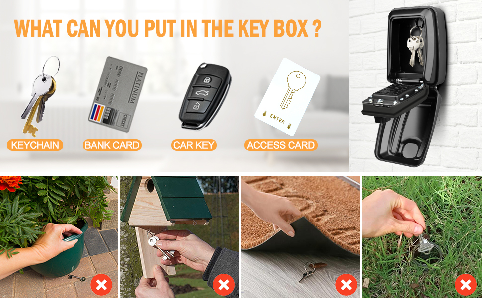 HUANLANG Key Lock Box Wall Mount 12Digit Combination Lock Box Outdoor