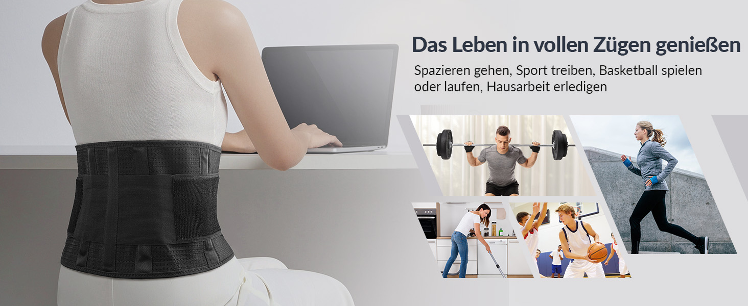 Sammlung von Illustrationen zu Lifestyle-Aktivitäten, die Menschen beim Sport, Laufen und körperlichen Aktivitäten zeigen, mit deutscher Textüberlagerung