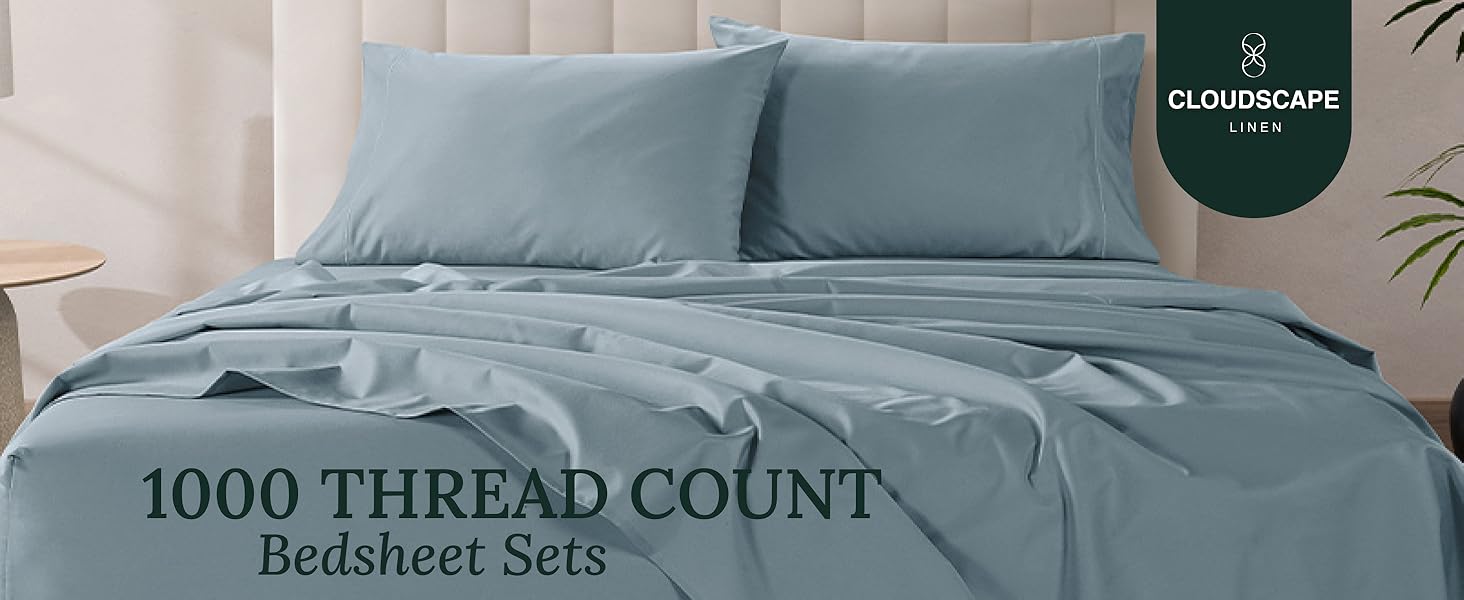 best egyptian cotton bed sheets set king 1000 TC thread 5-Star hotel luxury Extra deep pocket cal