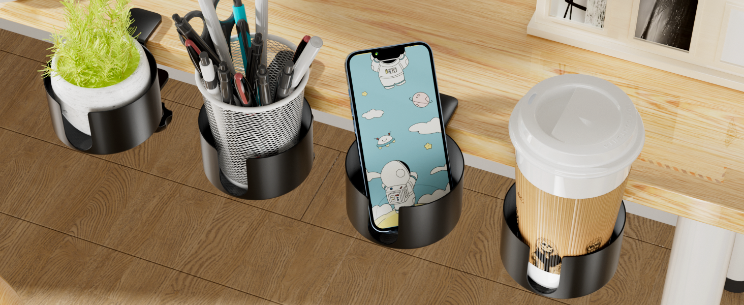 Upgraded Large Desk Cup Holder Clamp, OOKUU AntiSpill