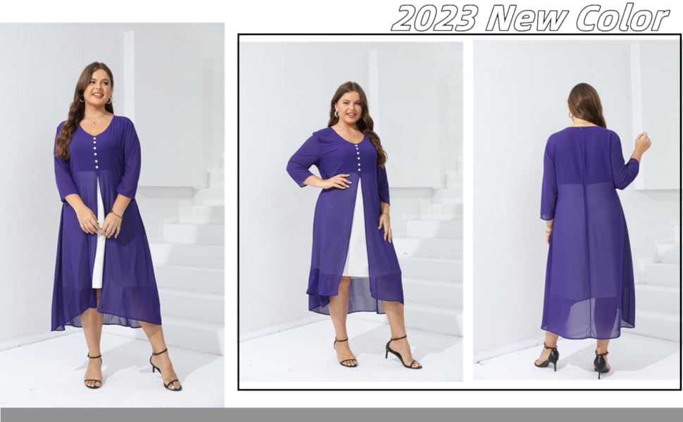 XEUZOYZA Women's Plus Size 3/4 Sleeve Elegant Contrast