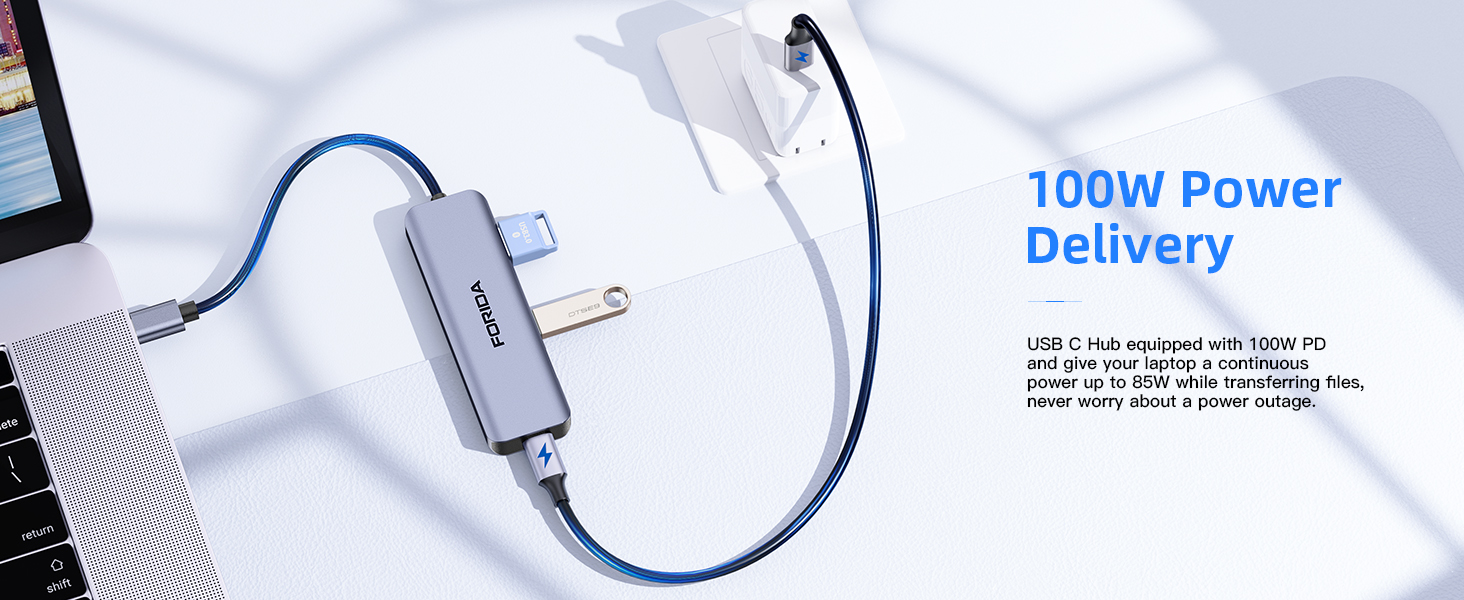 usb c hub 100W charging