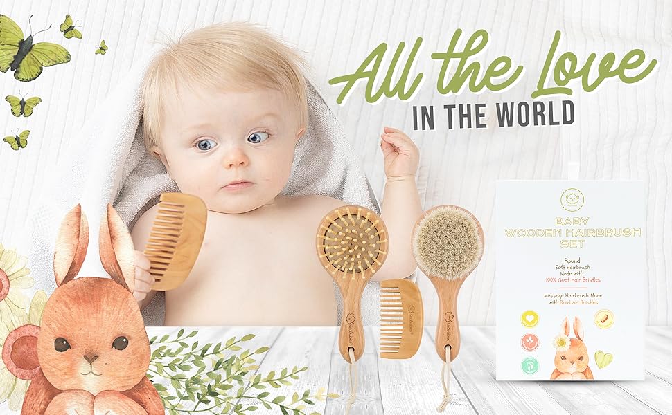 baby hair brush and comb set toddler infant hairbrush newborn grooming cradle cap soft bristle