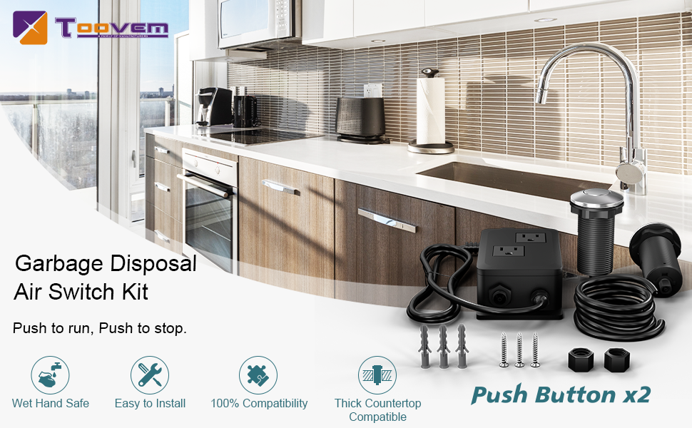 Garbage Disposal Air Switch Kit, Kitchen Sink Top CounterTop Food Waste