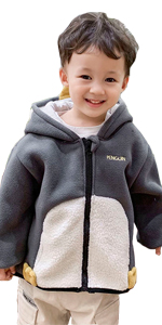 FeelMeStyle Toddler Hooded Coat Fleece Jackets Zipper Fall Winter Thick Warm Outerwear