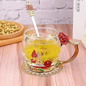 Glass Flower Tea Cup
