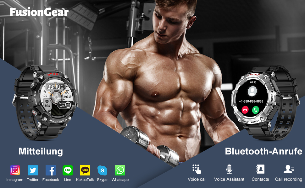 Bluetooth-Anrufe und Nachrichtenbenachrichtigungen.