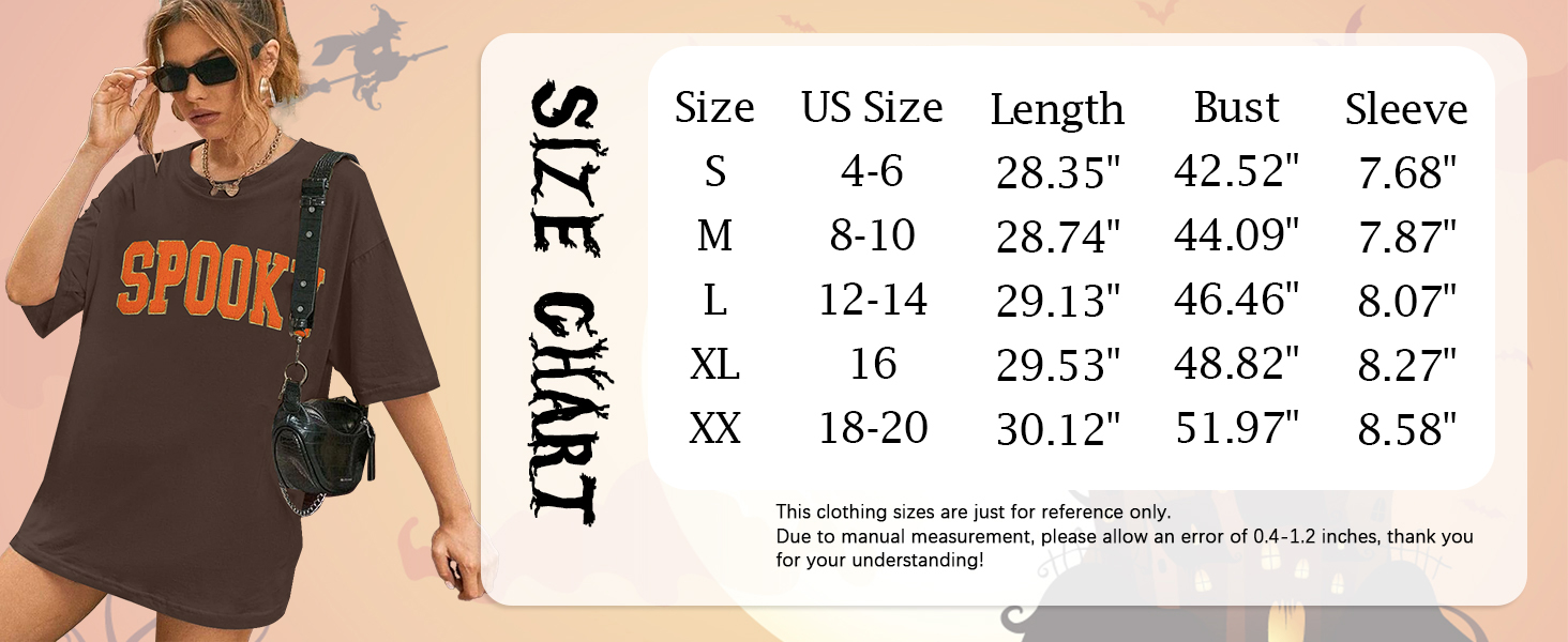 Oversized Halloween Shirt Women: Vintage Spooky Season Shirt Retro Spooky Letter Print Tee