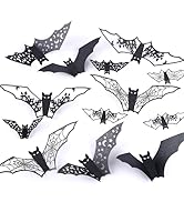 ROFIBUT Halloween Party Supplies 3D Bats Wall Decor Halloween Decorations, 4 Styles Scary Hallowe...