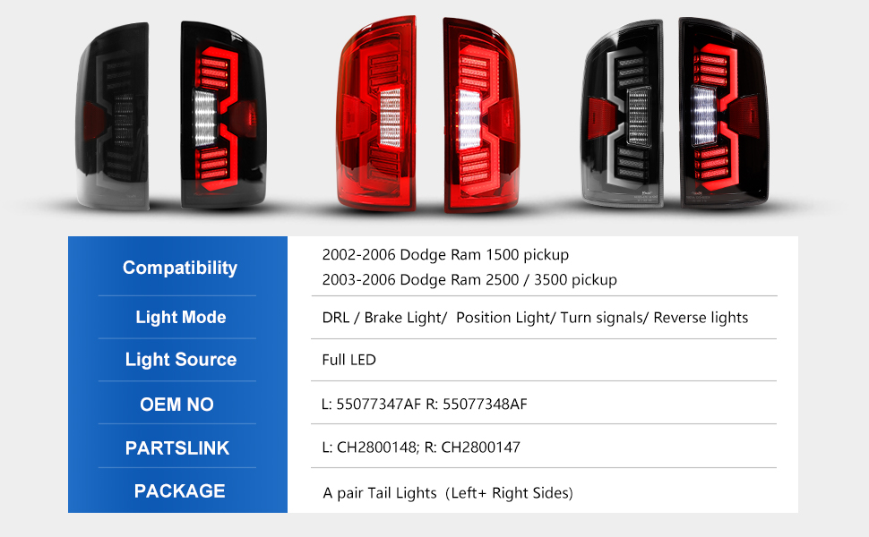 Led Sequential Tail Lights for 20022006 Dodge Ram 1500
