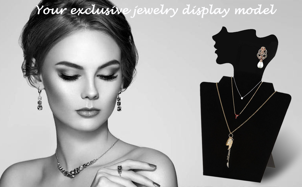 JIFFWIND 12.5" Black Velvet Mannequin Easel Jewelry Display