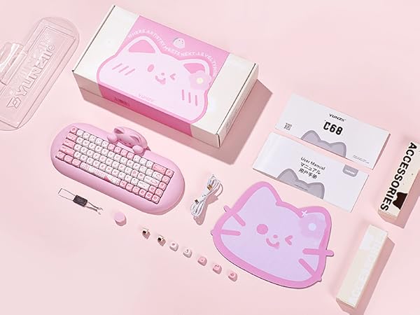 Amazon | YUNZII C68 ワイヤレスメカニカルキーボード かわいい