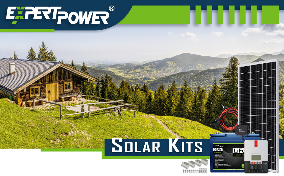 ExpertPower 210W 12V Solar Power Kit 12V 35Ah LiFePO4