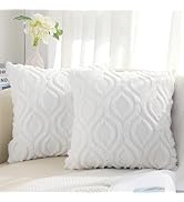 decorUhome Decorative Throw Pillow Covers 18x18, Soft Plush Faux Wool Couch Pillow Covers for Hom...