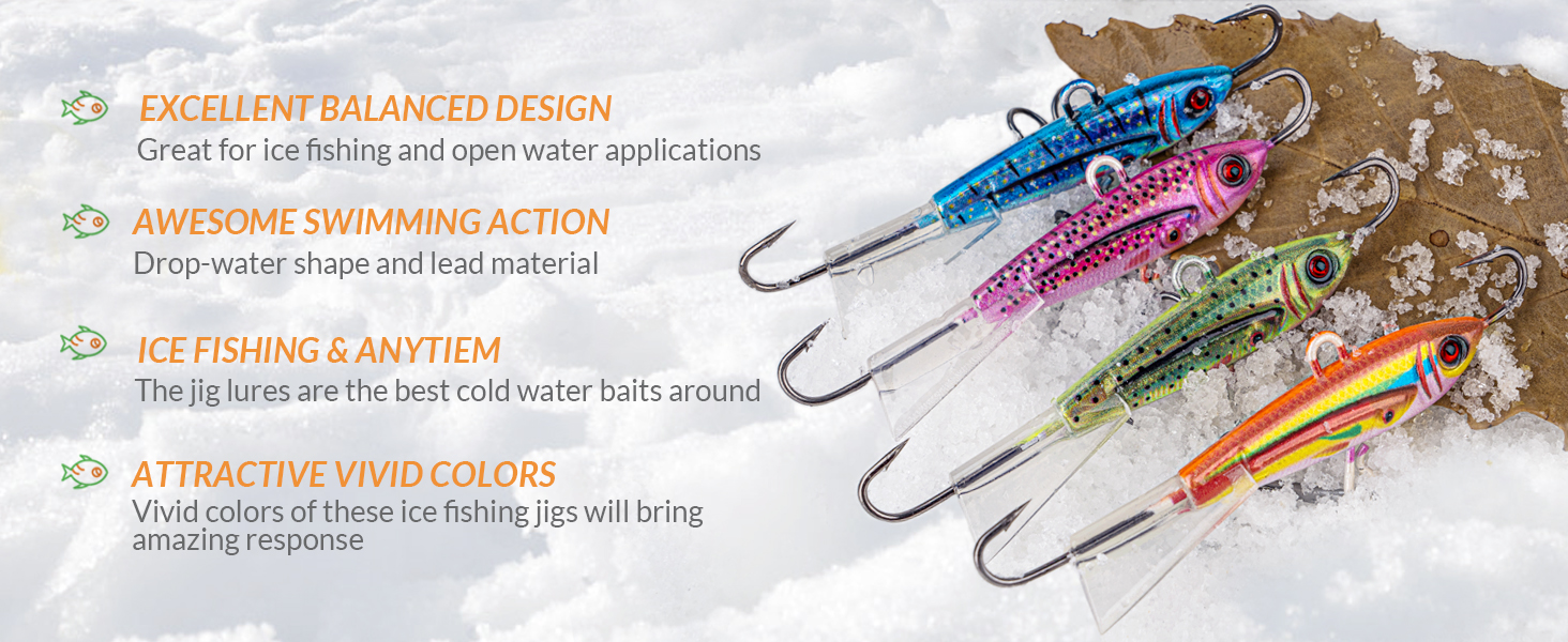 Ice Fishing Jigs Ice Fishing Lures Ice Fishing Gear for Crappie Vertical Jigs jigg-ing rap
