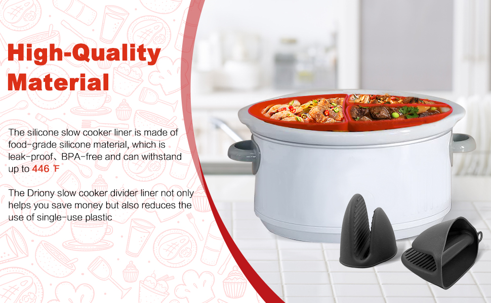 Driony Slow Cooker Divider Liner for 6 QT Crockpot