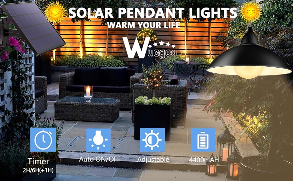 wucgea Solar Powered Outdoor Shed Lights Warm White IP65 Waterproof
