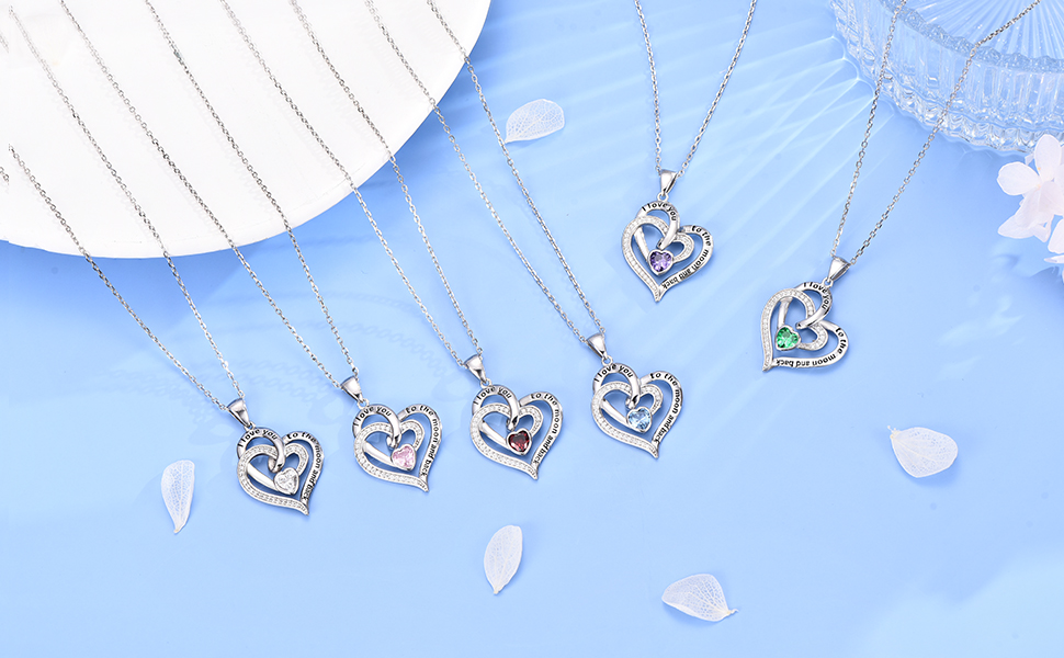girlfriend necklace heart necklace for women  sterling silver double heart necklace wife gift 