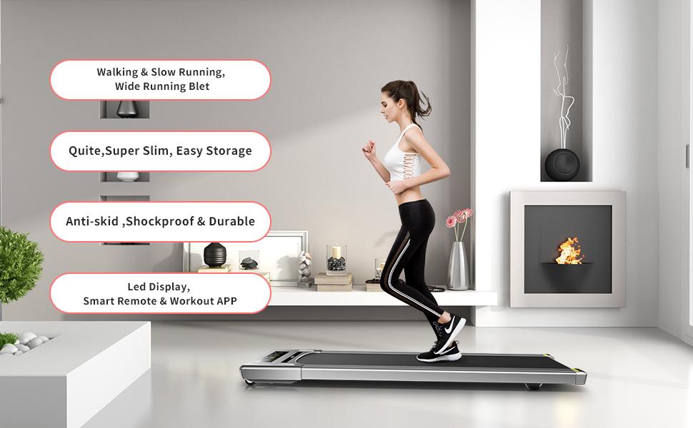 RHYTHM FUN Walking Pad, Treadmill Under Desk with Wide Belt 2.5HP