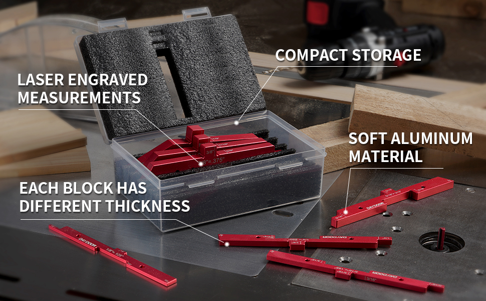 DAYDOOR Router Table Setup Bars, Aluminum Setup Blocks Woodworking