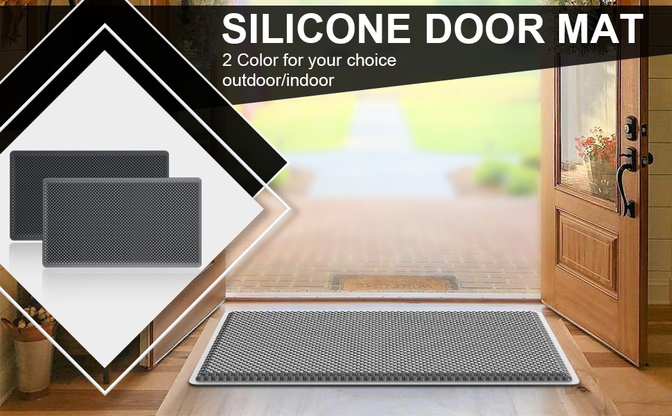 ESTHELLO Door Mat, Silicone Front Door Doormat, Non Slip Rugs