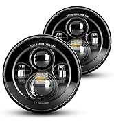 LX-LIGHT 7'' Round Black LED Headlight High Low Beam Compatible with Jeep Wrangler JK TJ LJ CJ Hu...