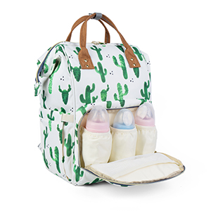 cactus diaper bag backpack with 3 insulated bottle pockets