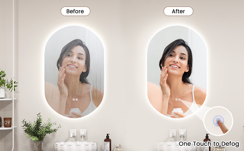 Tangkula 32" x 20" Oval LED Wall Mirror, Backlit Dimmable