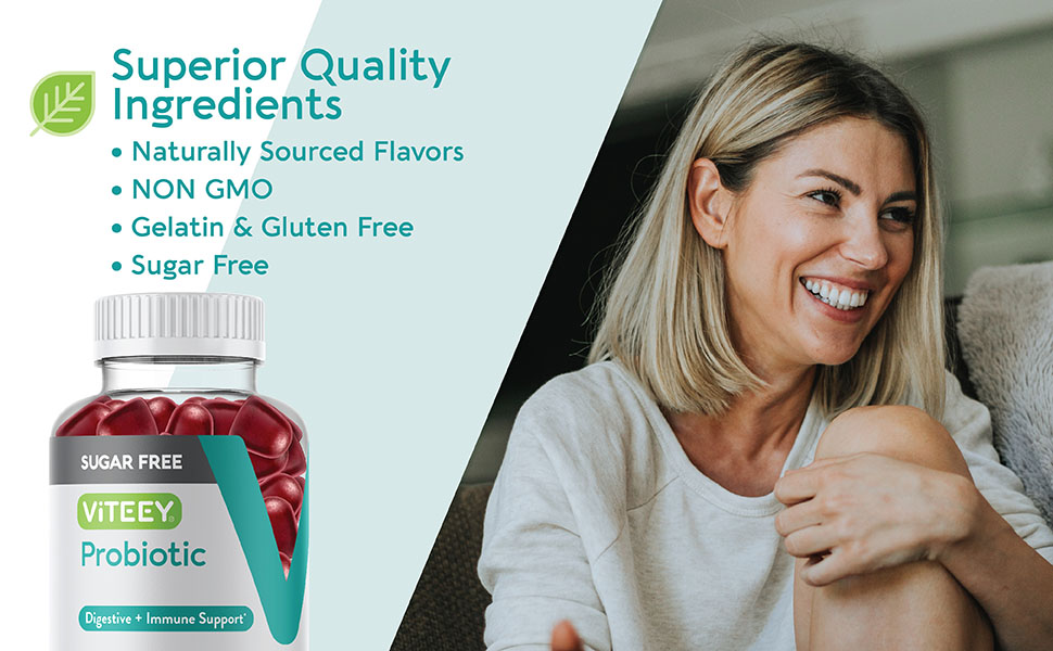 Probiotic Gummies for Women, Men & Teens, 2 Billion CFUs Sugar Free Immune