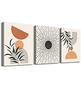 SERIMINO Boho Canvas Wall Art for Living Room, Geometric Lines Botanical Wall Art Bedroom Decor A...
