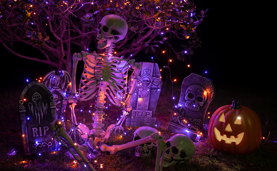 Halloween Night リゼ SP Halloween String Lights Outdoor with Music Sync Spooky