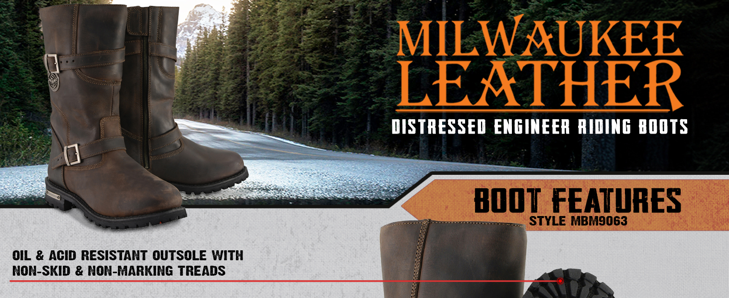 Milwaukee Leather Boots Motorcycle Riding Smart Mask Climate Control Water Resistant Mens Shoes