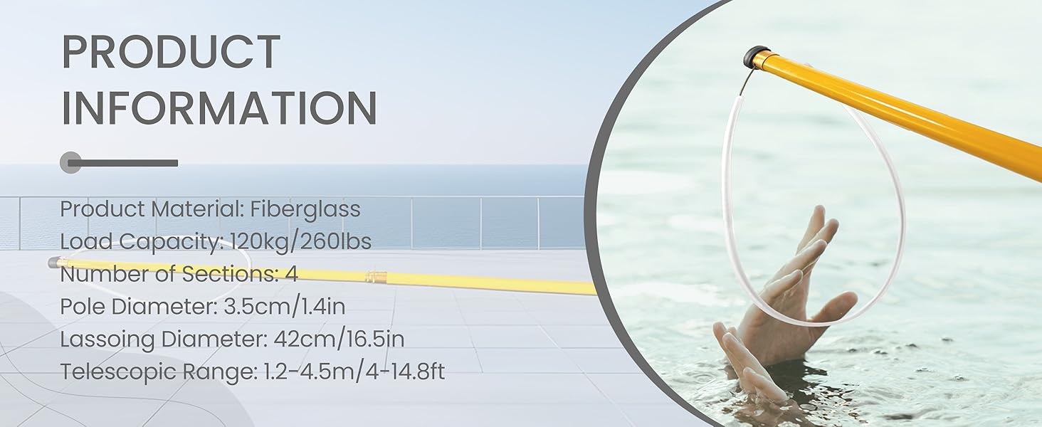 Telescopic Pool Rescue Hook with Pole