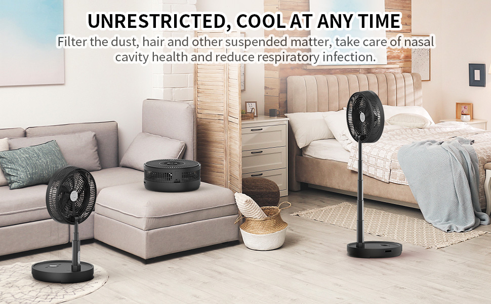 EasyAcc 12'' Portable Foldable Oscillating Standing Fan