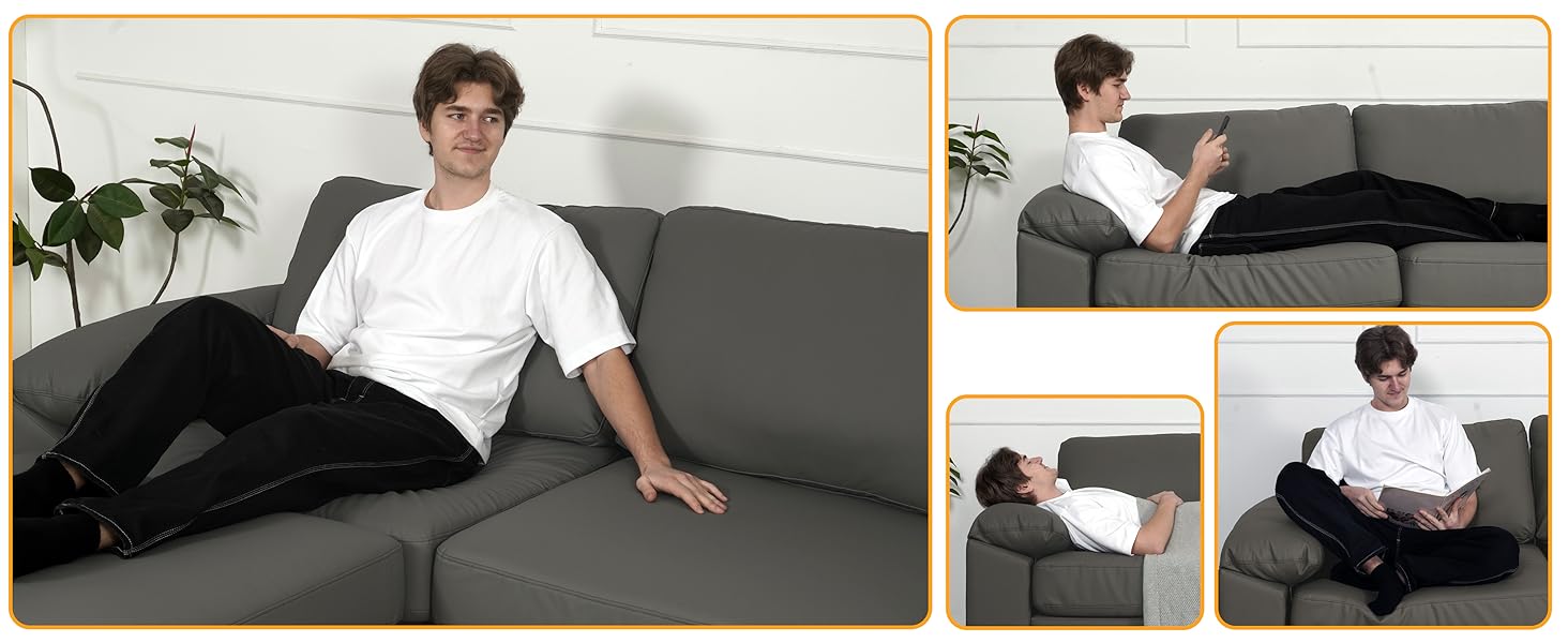 Deep Seat Faux Leather Sectional