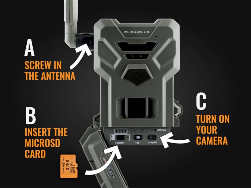 Screw in Antenna, insert microSD card turn on camera