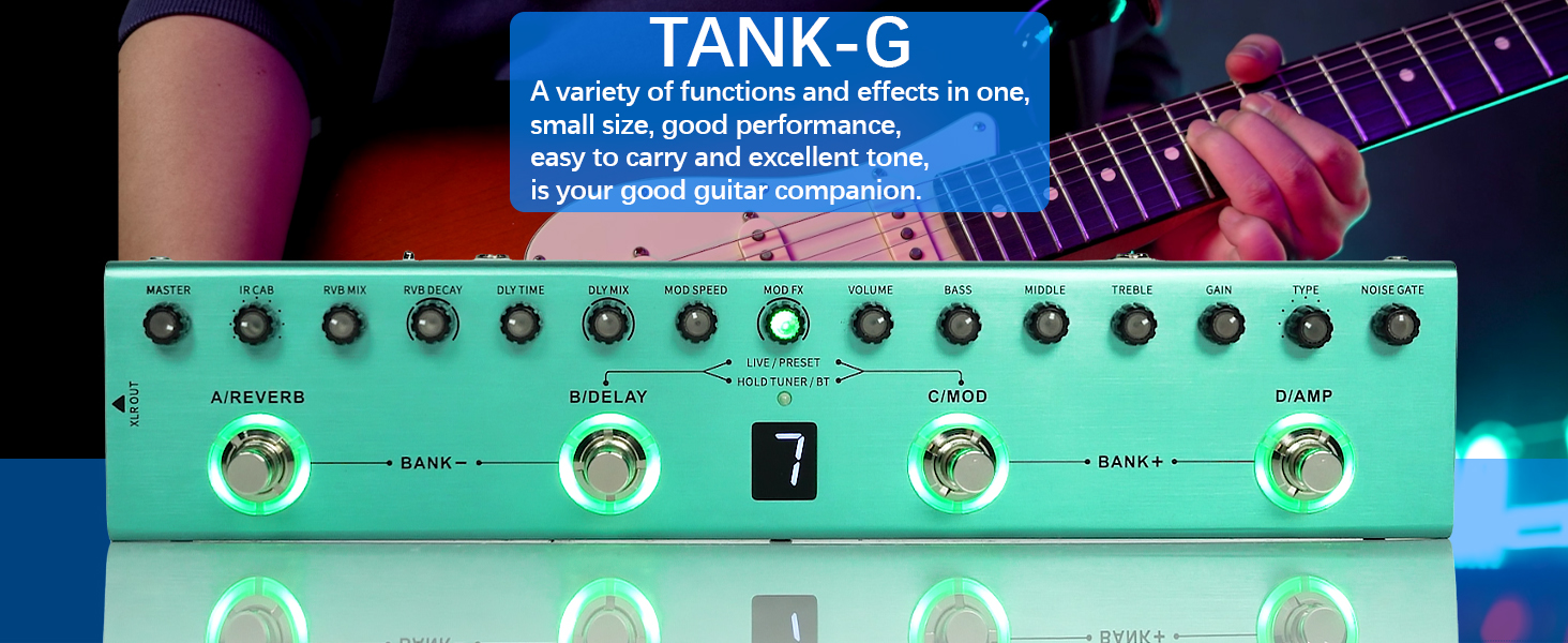 M-VAVE Pure Digital Multi Effects Guitar Pedal Effector Reverb Delay MOD AMP Built in Rechargeable
