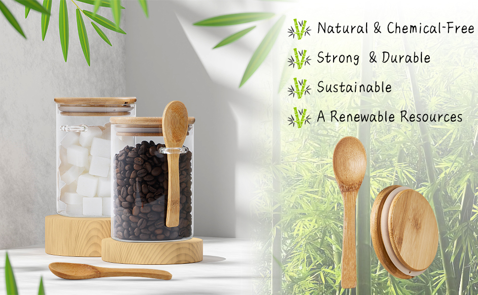 Glass Sugar Container with Spoon 4 Pack 15oz Glass Jars