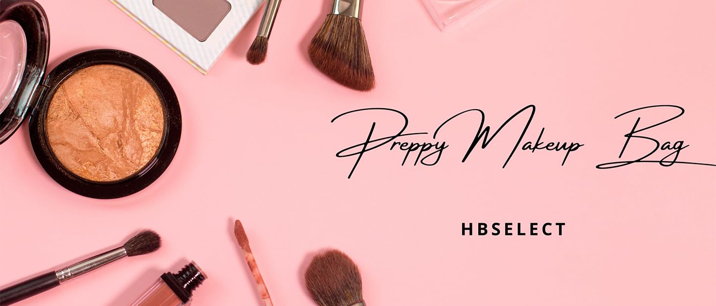 HBselect Preppy Makeup Bag 4 Pcs Travel Toiletry Bag